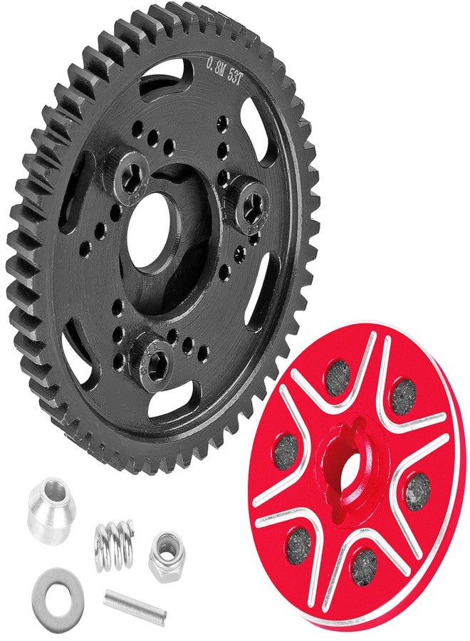 تروس RC 53T محفزة، قطع غيار مُحسّنة 0.8Mod لسيارات 1/10 Slash 2WD (VXL)/Stampede 2WD (VXL)/Rustler 2WD (VXL)/Bandit 2WD (VXL)، قابض انزلاقي معدني فولاذي شديد التحمل من BRCatWPark، أحمر - Image 1